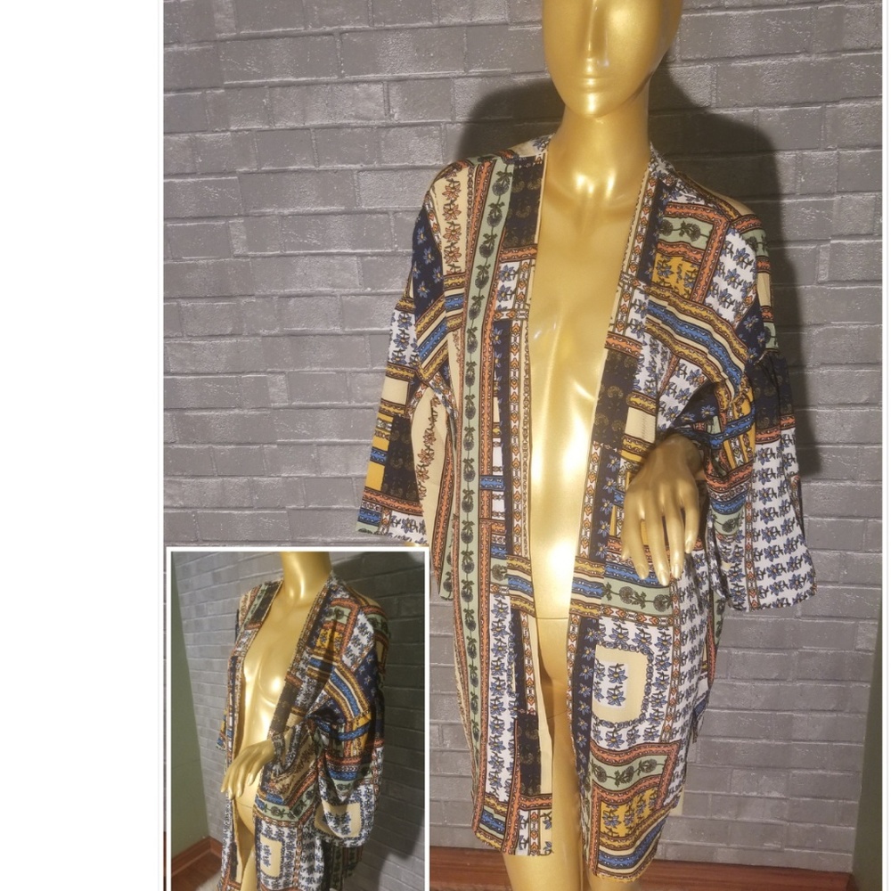 Plus size multi color kimono